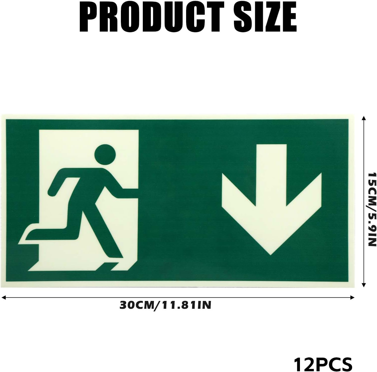 12-pack nödutgångsskyltar 300 x 150 mm