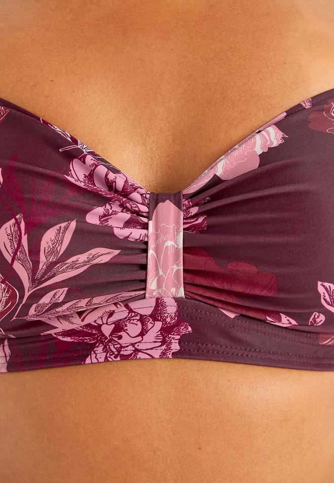 Mjuk Bikini-BH Vinröd Blommönster
