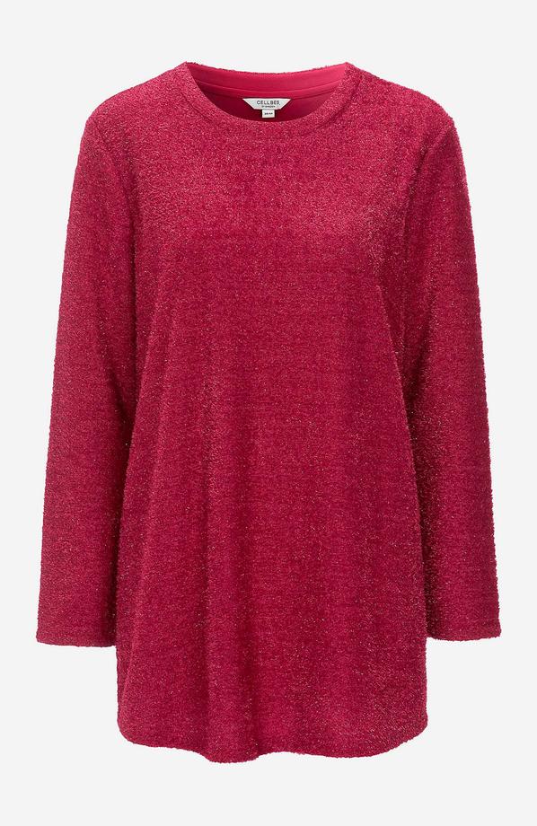 Glittrig Stickad Cerise Tröja