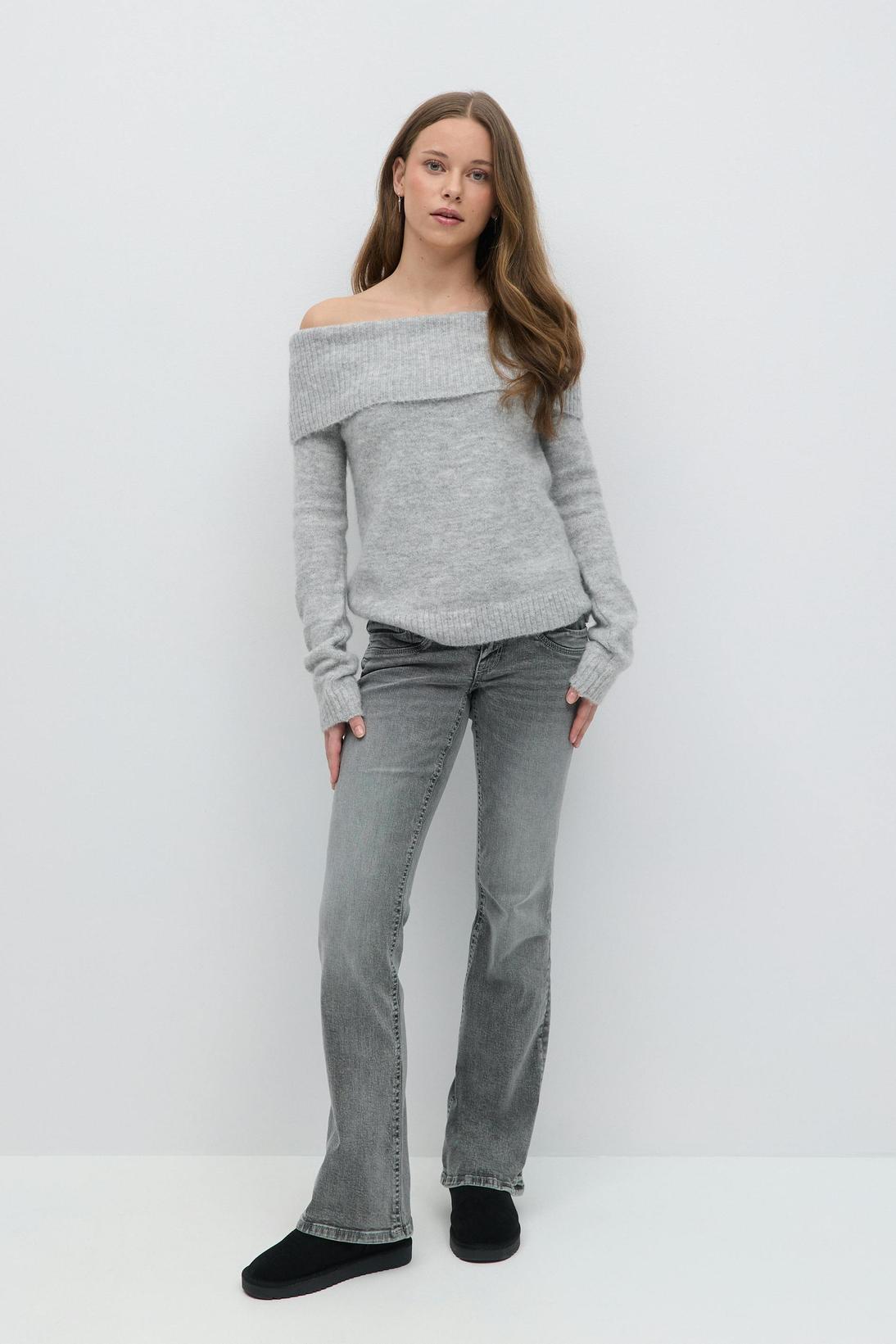 Scandi Bootcut Low Waist Jeans - Grey