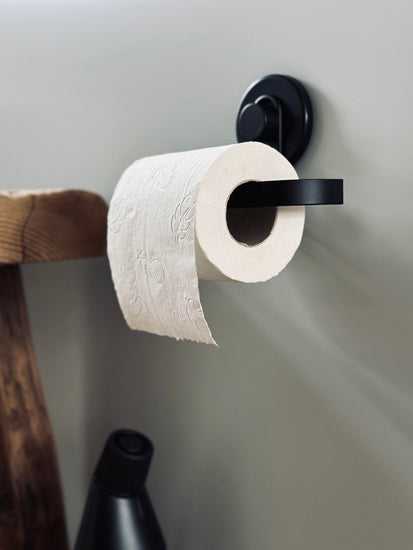 Svart Toalettpapperhållare med Sugkoppar