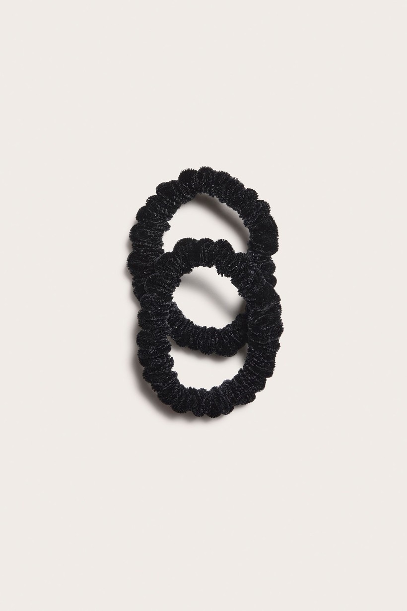 Velour Scrunchies 2-Pack - Black, Women's
