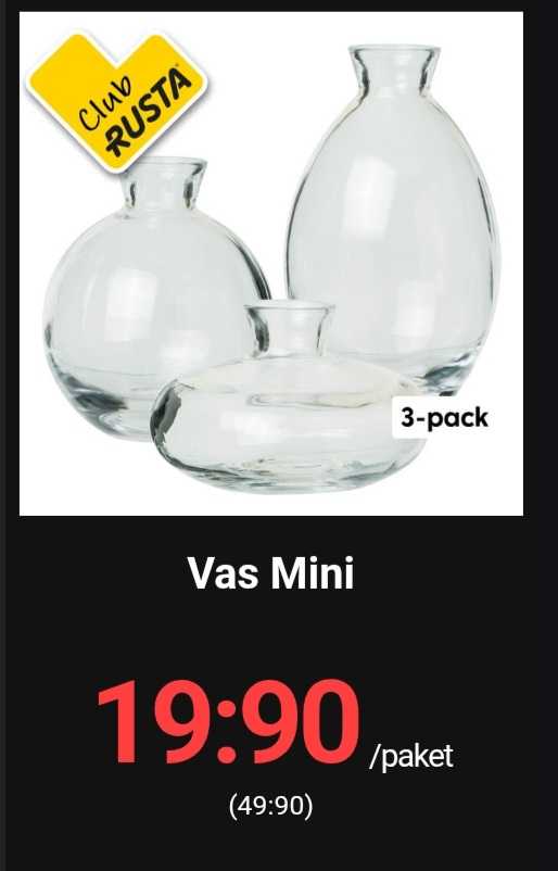 Vas Mini
3 -pack Klar Glas