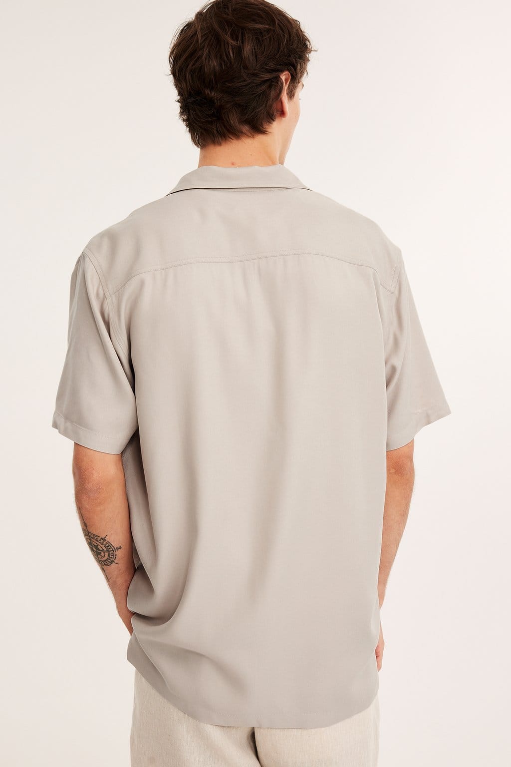 Herrskjorta Kortärmad Ljusbeige