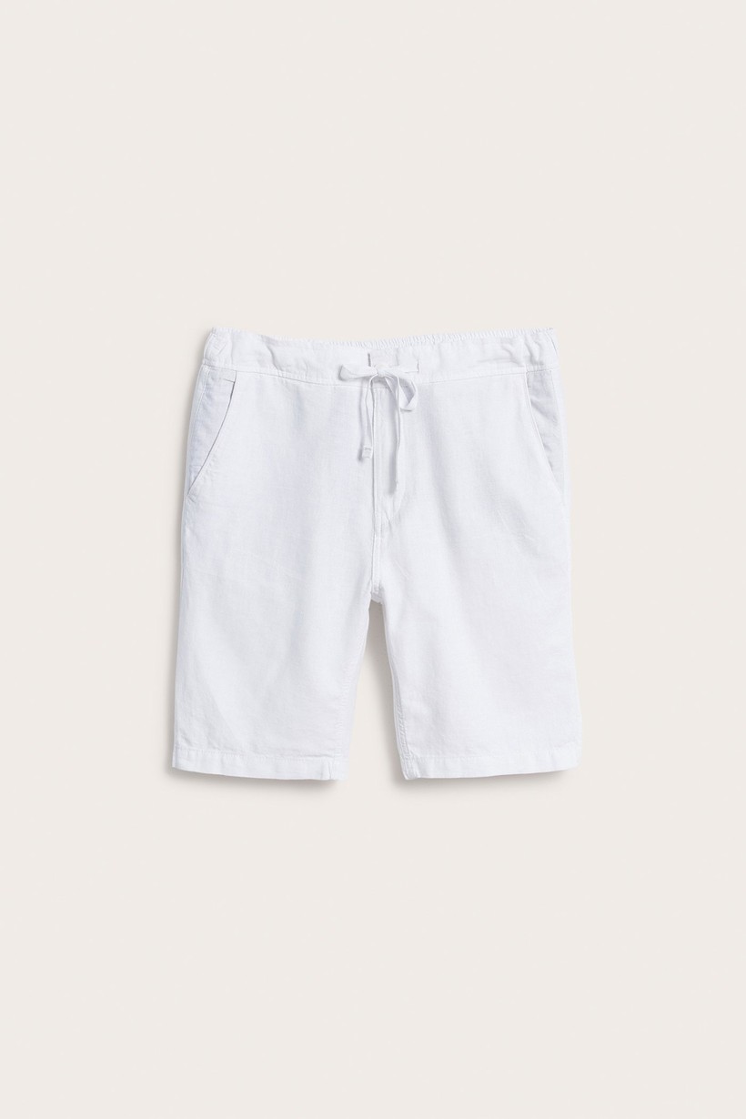 Herrshorts i vitt linnemix