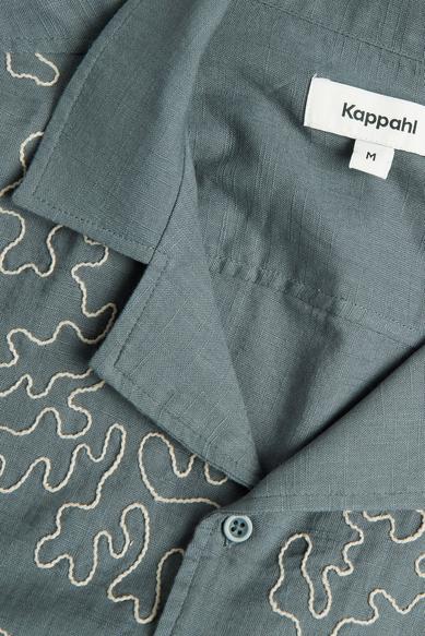 Herr Resortskjorta Mörkgrå med Broderi