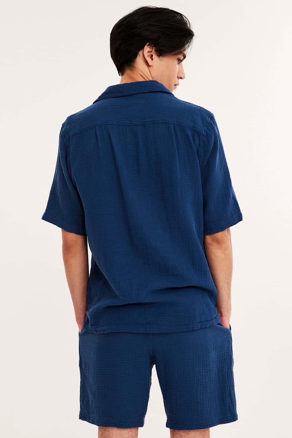 Herrkortärmad Pyjamasskjorta - Mörkblå