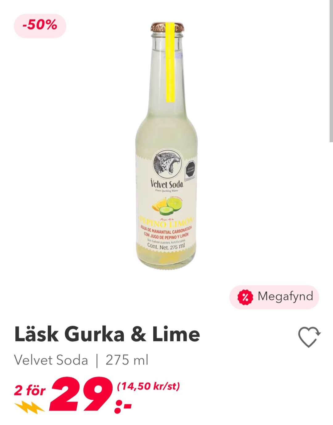 Velvet Soda Gurka & Lime, 275 ml