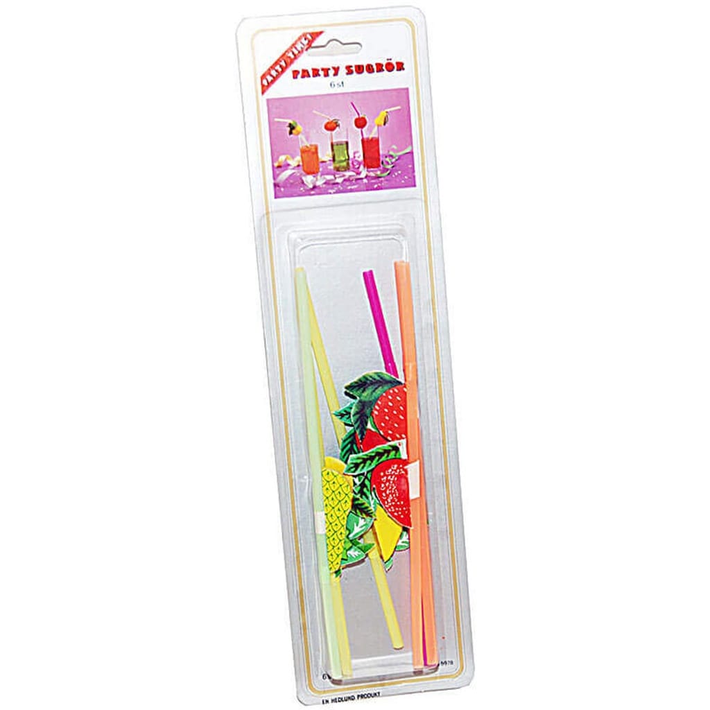Festliga Sugrör med Fruktdesign, 6-Pack