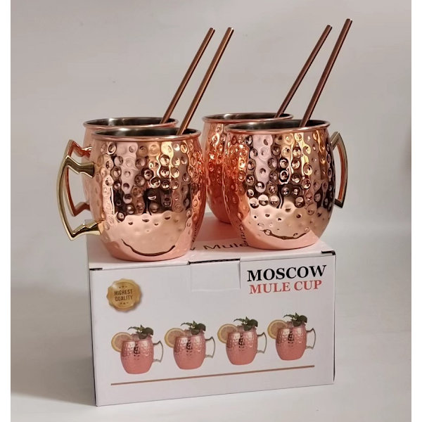 4-delars Kopparpläterade Moscow Mule Muggar