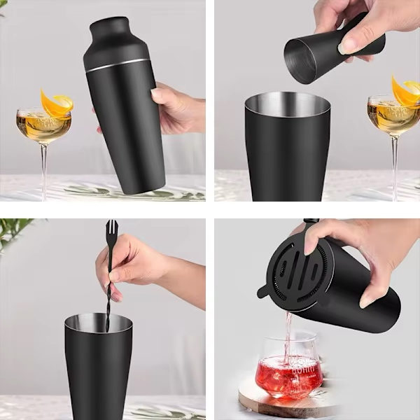 Cocktail Shaker Set i Mattsvart Rostfritt StÄl