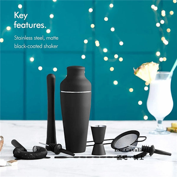 Cocktail Shaker Set i Mattsvart Rostfritt StÄl