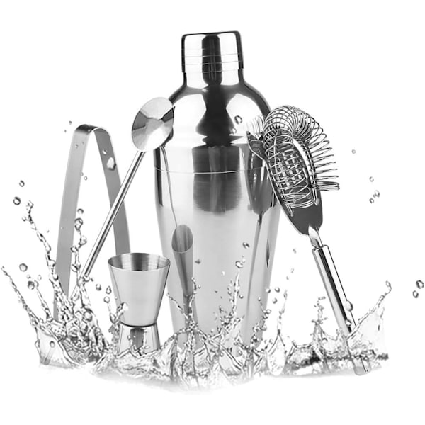 Cocktail Shaker Set i Rostfritt Stål, 5 Delar