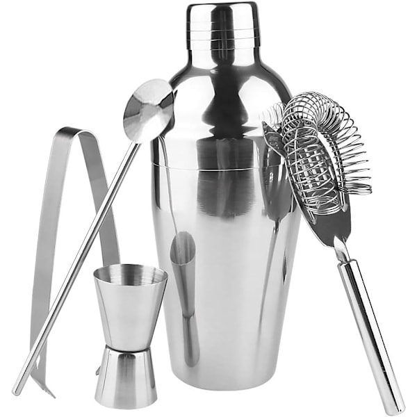 Cocktail Shaker Set i Rostfritt Stål, 5 Delar
