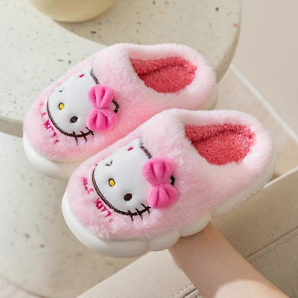 Barnens Varmfodrade HelloKitty Tofflor - Rosa 30-31