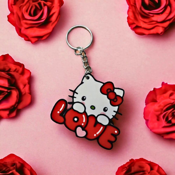Hello Kitty Nyckelring med Röd Blixtlåshängare