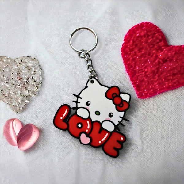 Hello Kitty Nyckelring med Röd Blixtlåshängare