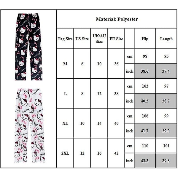 Kawaii Hello Kitty Flanell Pyjamasbyxor för Kvinnor