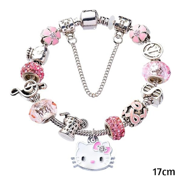 Hello Kitty Armband med Oregelbundna Pärlor 17cm