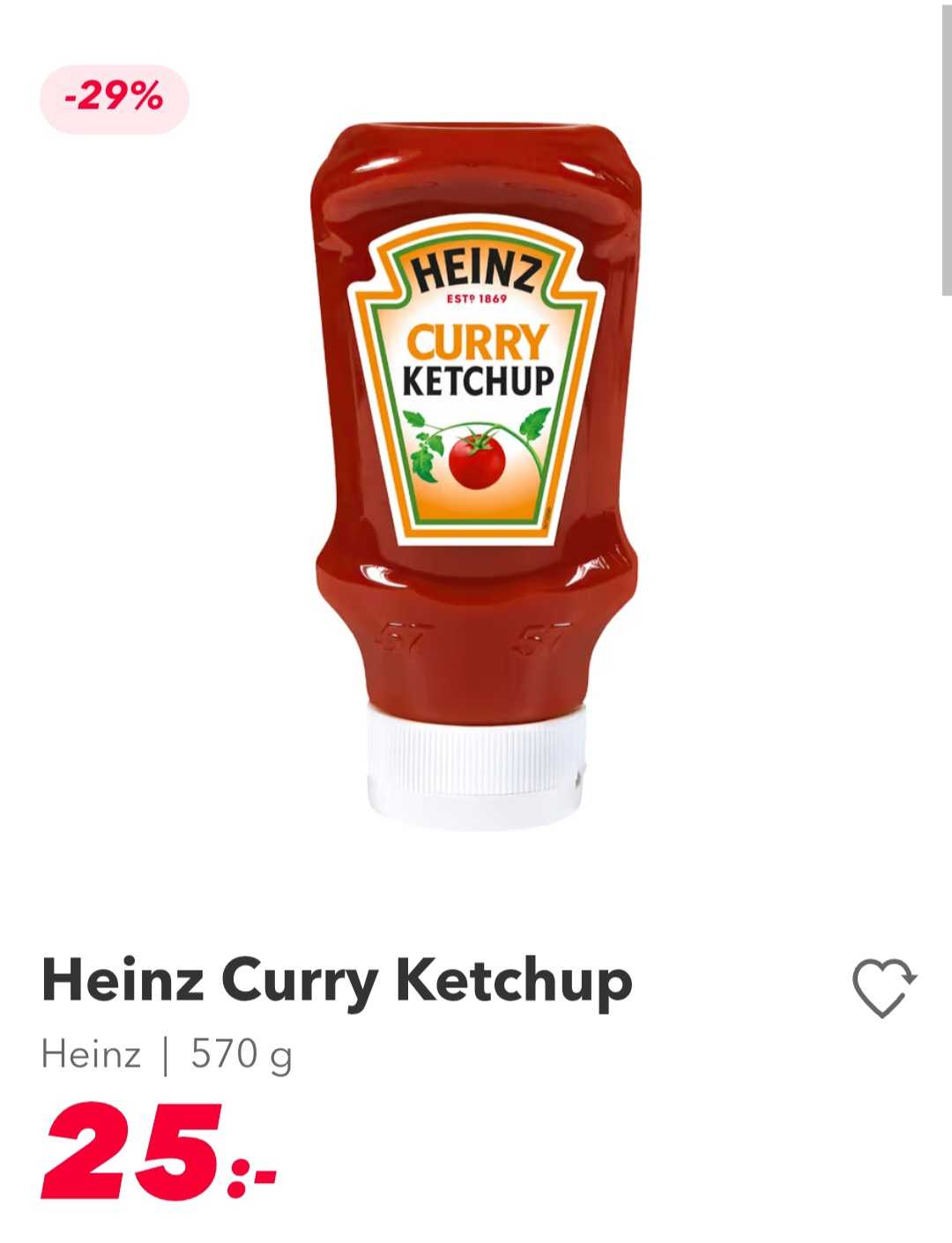Heinz Curry Ketchup 570g - Kryddig Tomatsås