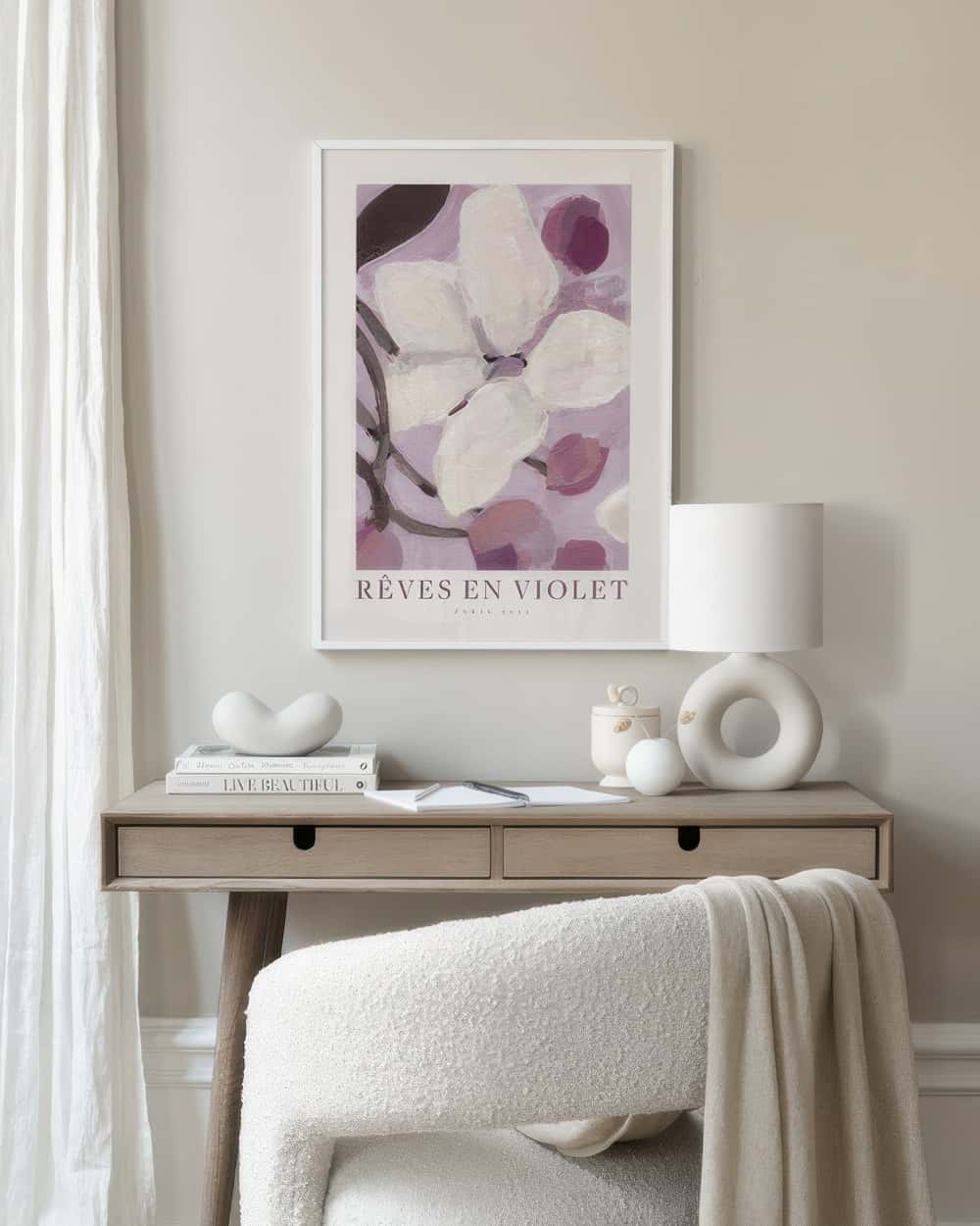 Rêves en Violet Poster - Pastellfärgade Blommotiv