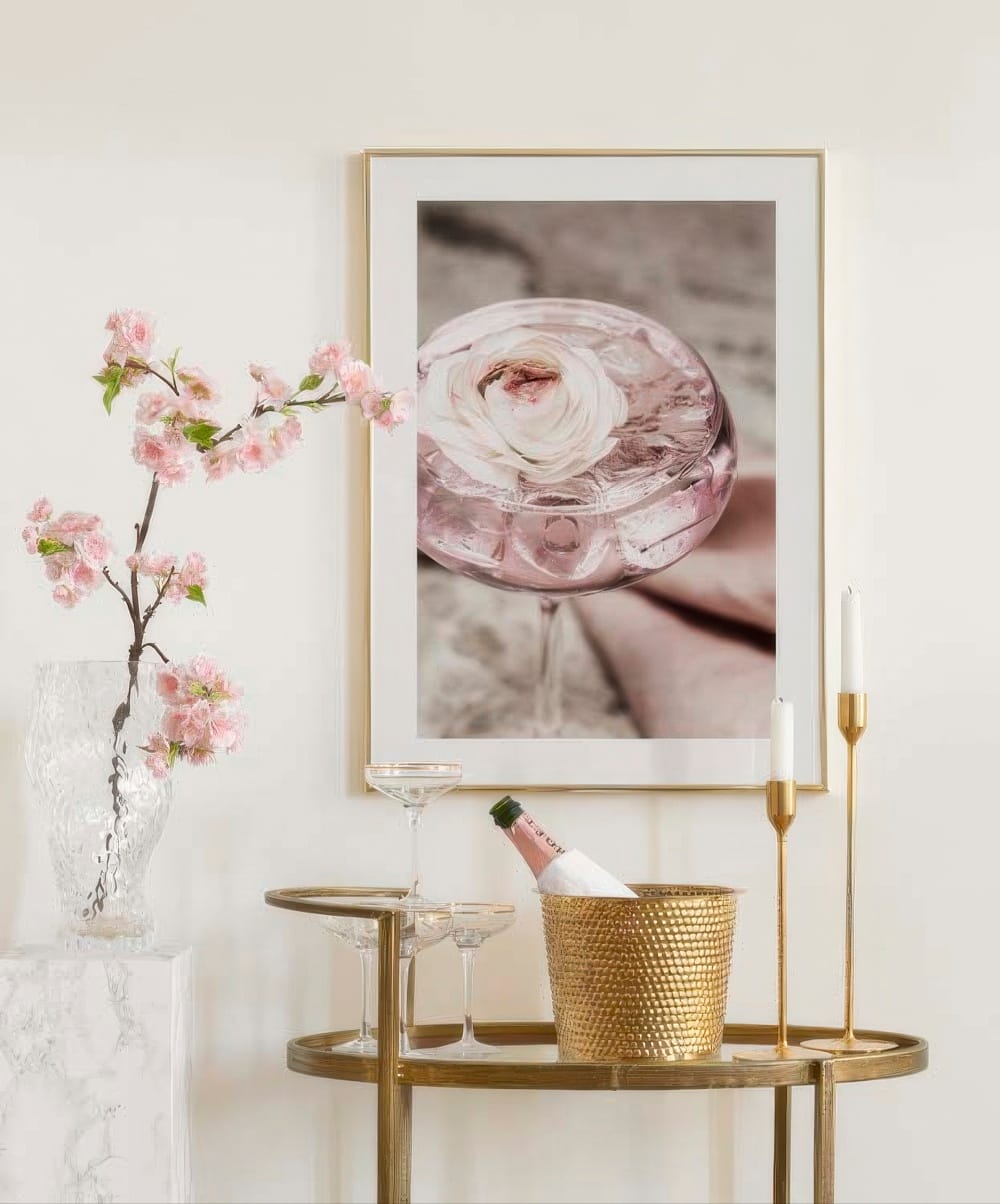 Rose Cocktail No2 Poster - Rosa Drinkmotiv