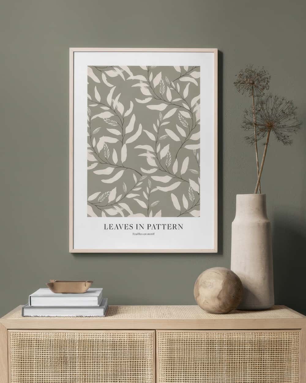 Beige Leaves Pattern Poster