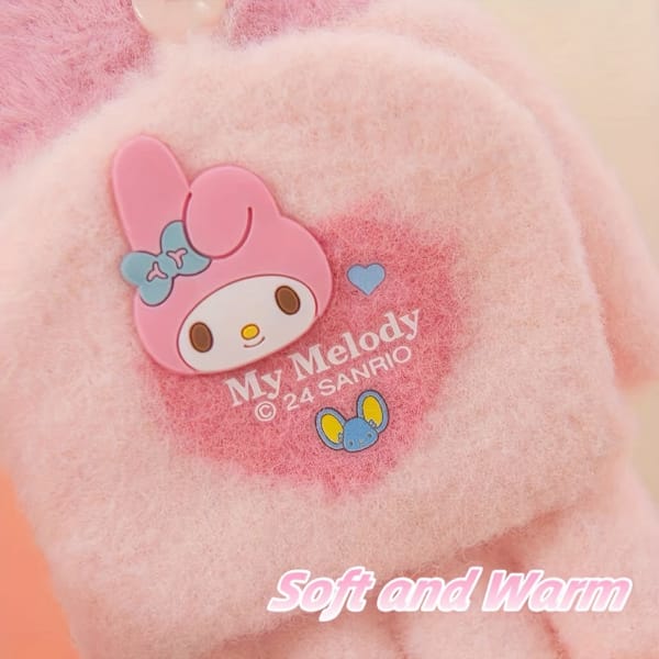Sanrio Vinterstickade Halvfingervantar - Kuromi Melody