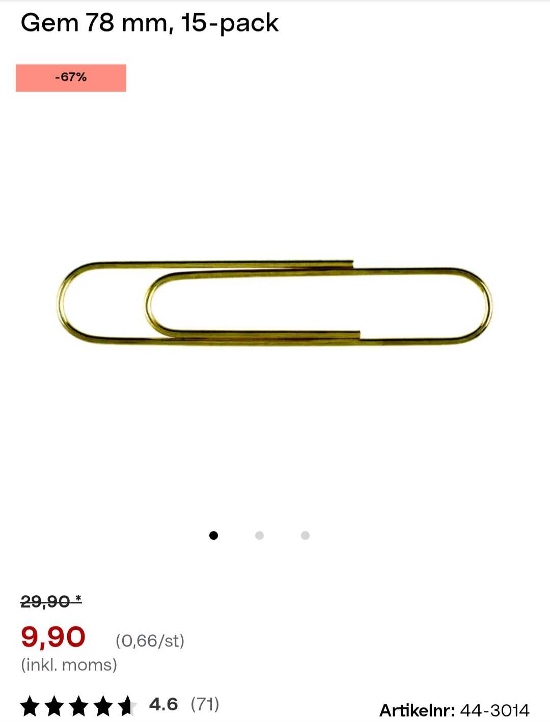 Gem Clips 78mm, 15-pack