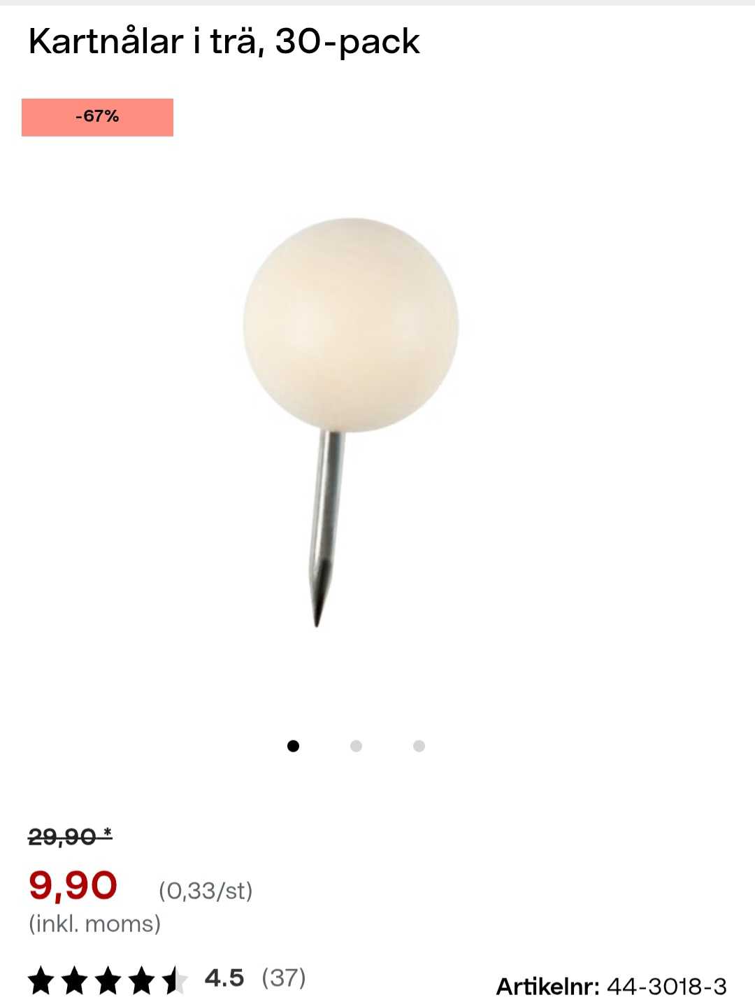 Träkartnålar 30-pack