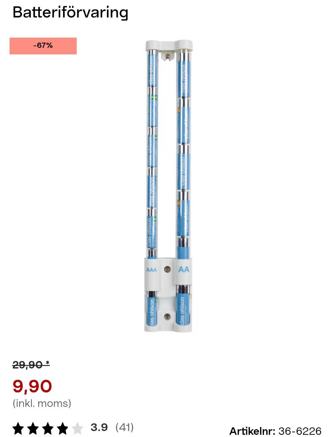 Batteriorganiserare från Clas Ohlson