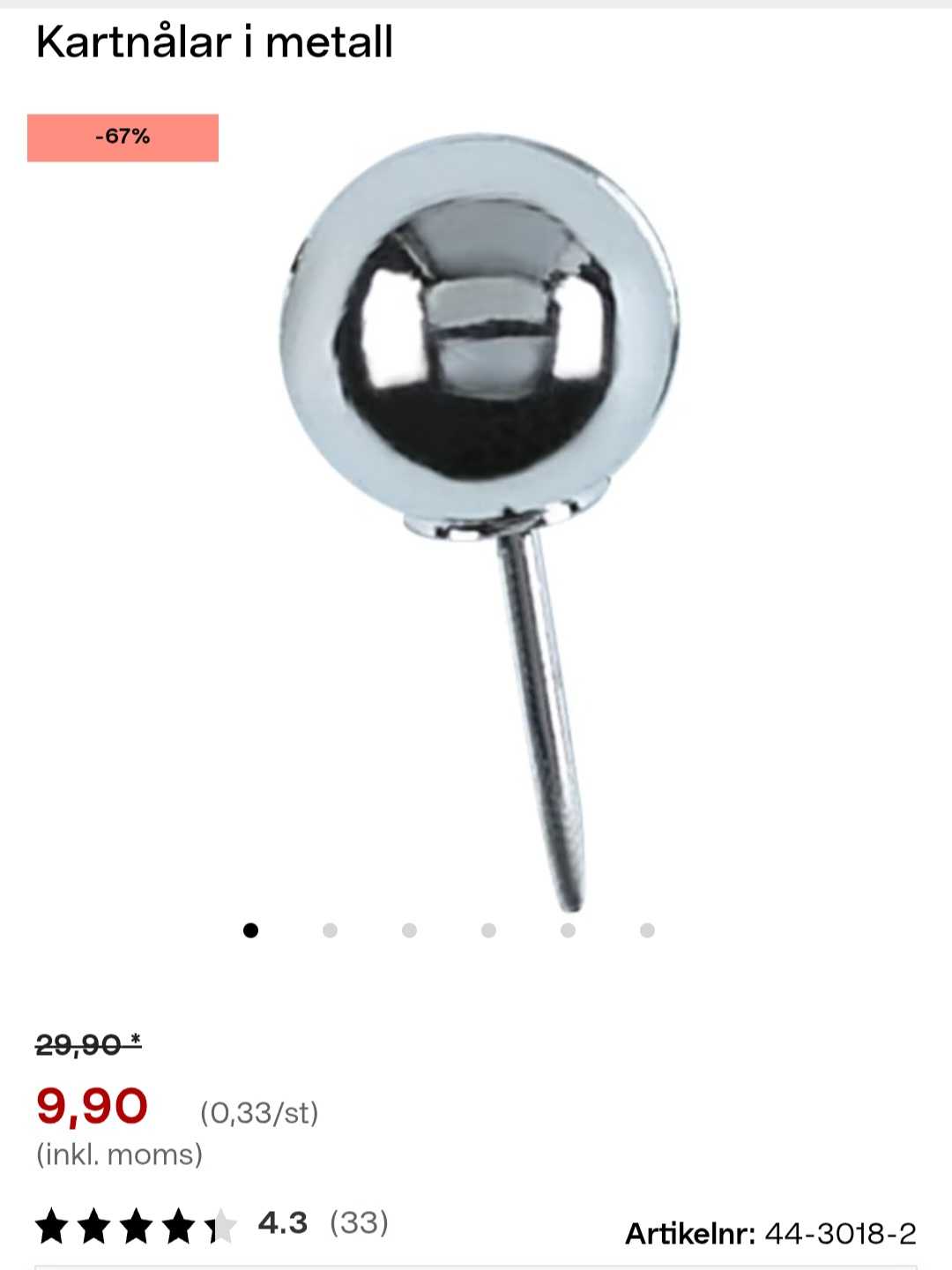 Metalliska Kartnålar från Clas Ohlson