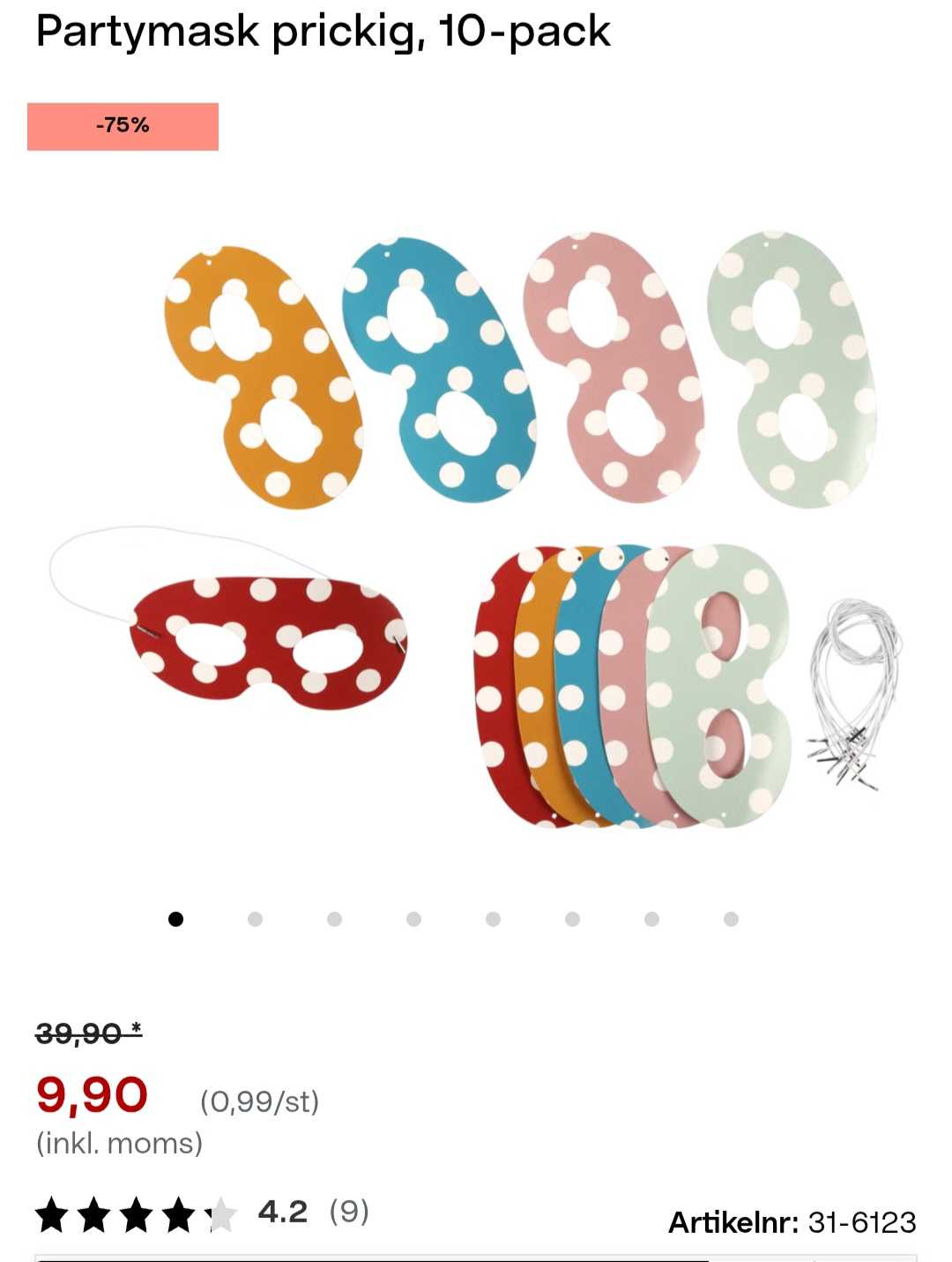 Prickiga Partymasker i 10-pack