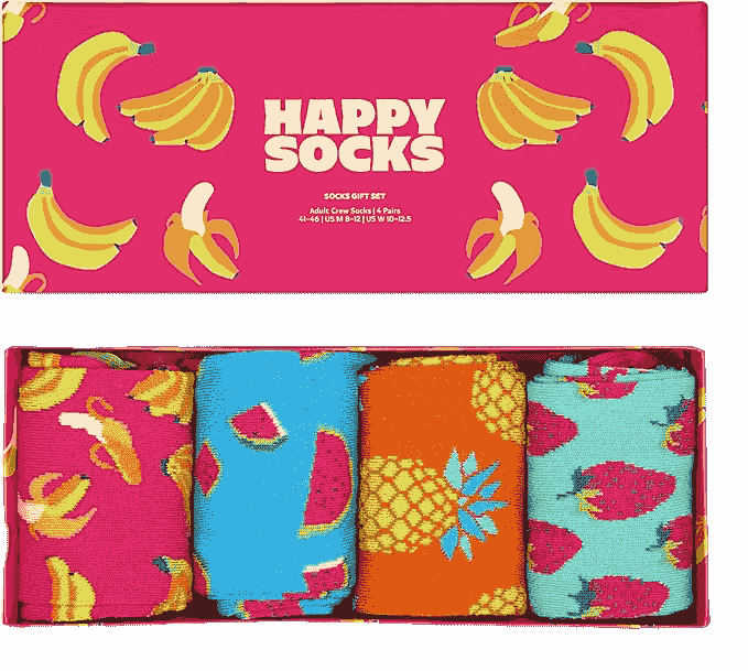 4-Pack Pink Banana Patterned Socks Gift