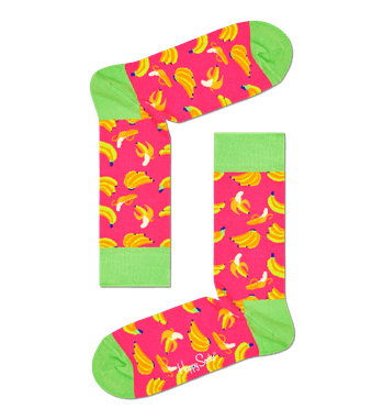 4-Pack Pink Banana Patterned Socks Gift