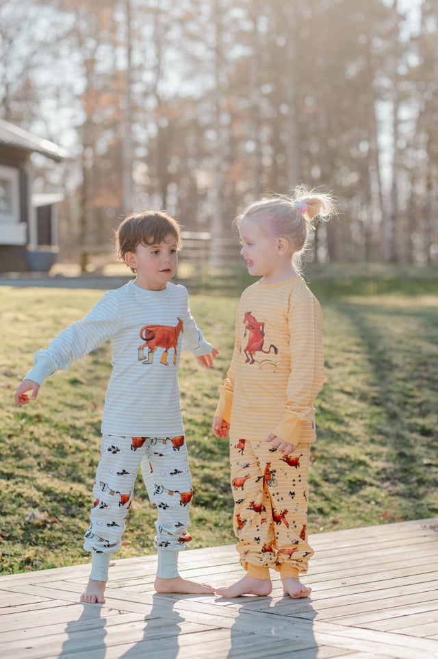 Tvådelad Pyjamas Mamma Mu Kråkan Gul/Vit