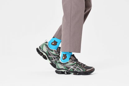 Turquoise Bear Crew Socks - Fun Animal Patterns