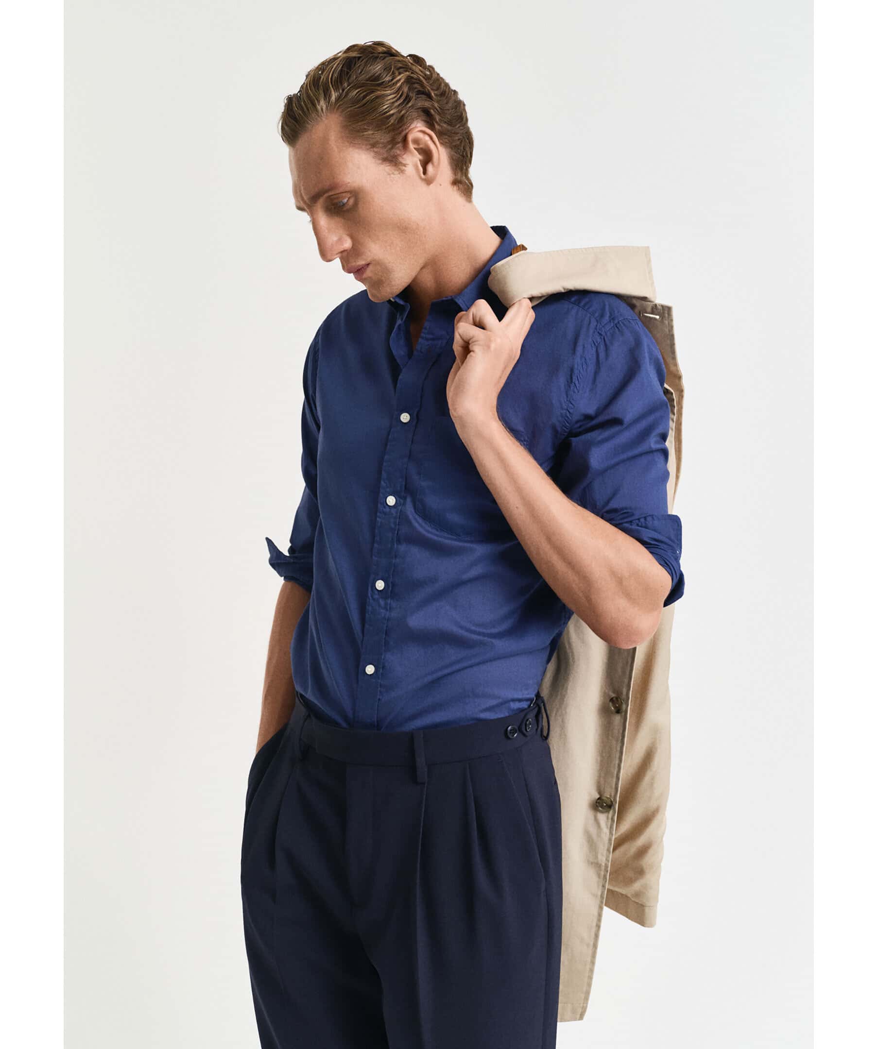 Reg Sunfaded Voile Shirt Blå