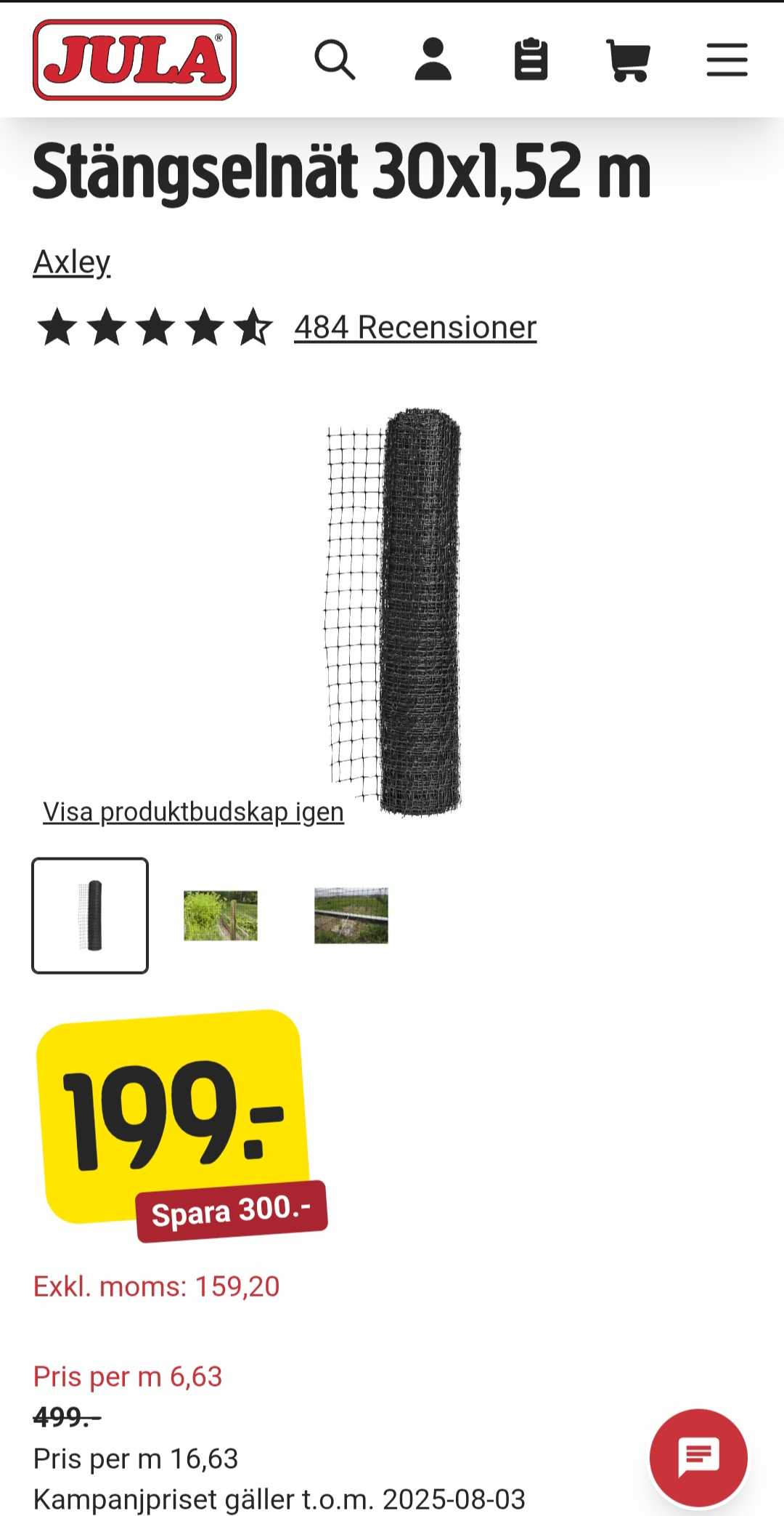 Stängselnät Axley 30x1,52 m