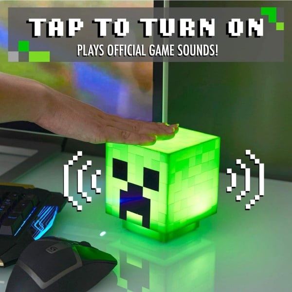Minecraft Creeper LED Nattlampa med Ljud