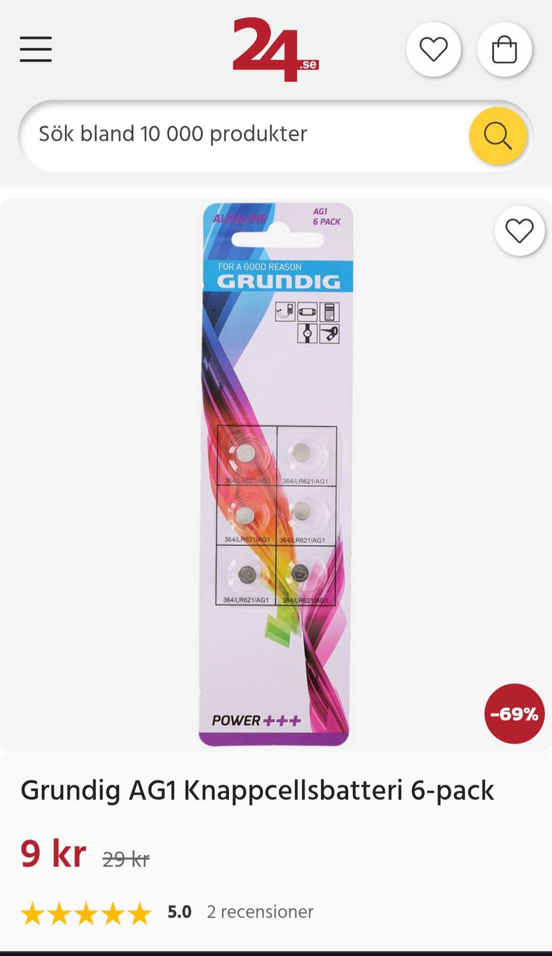 Grundig AG1 Knappcellsbatteri, 6-Pack