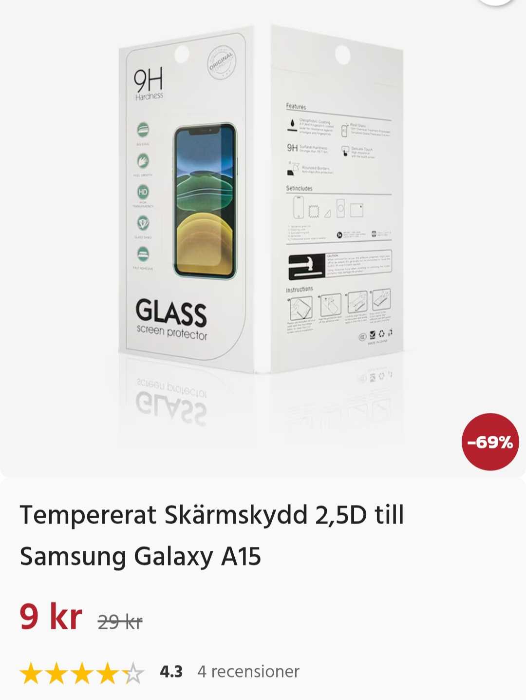2,5D Tempererat Skärmskydd för Samsung A15