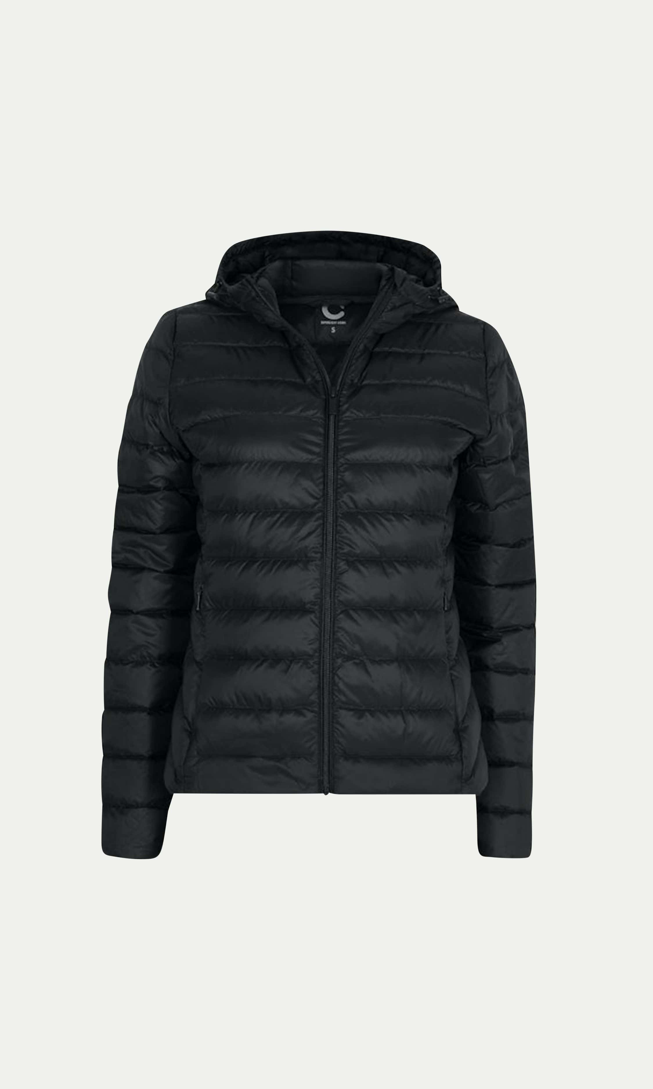 Dam Svart Dunjacka med Luva