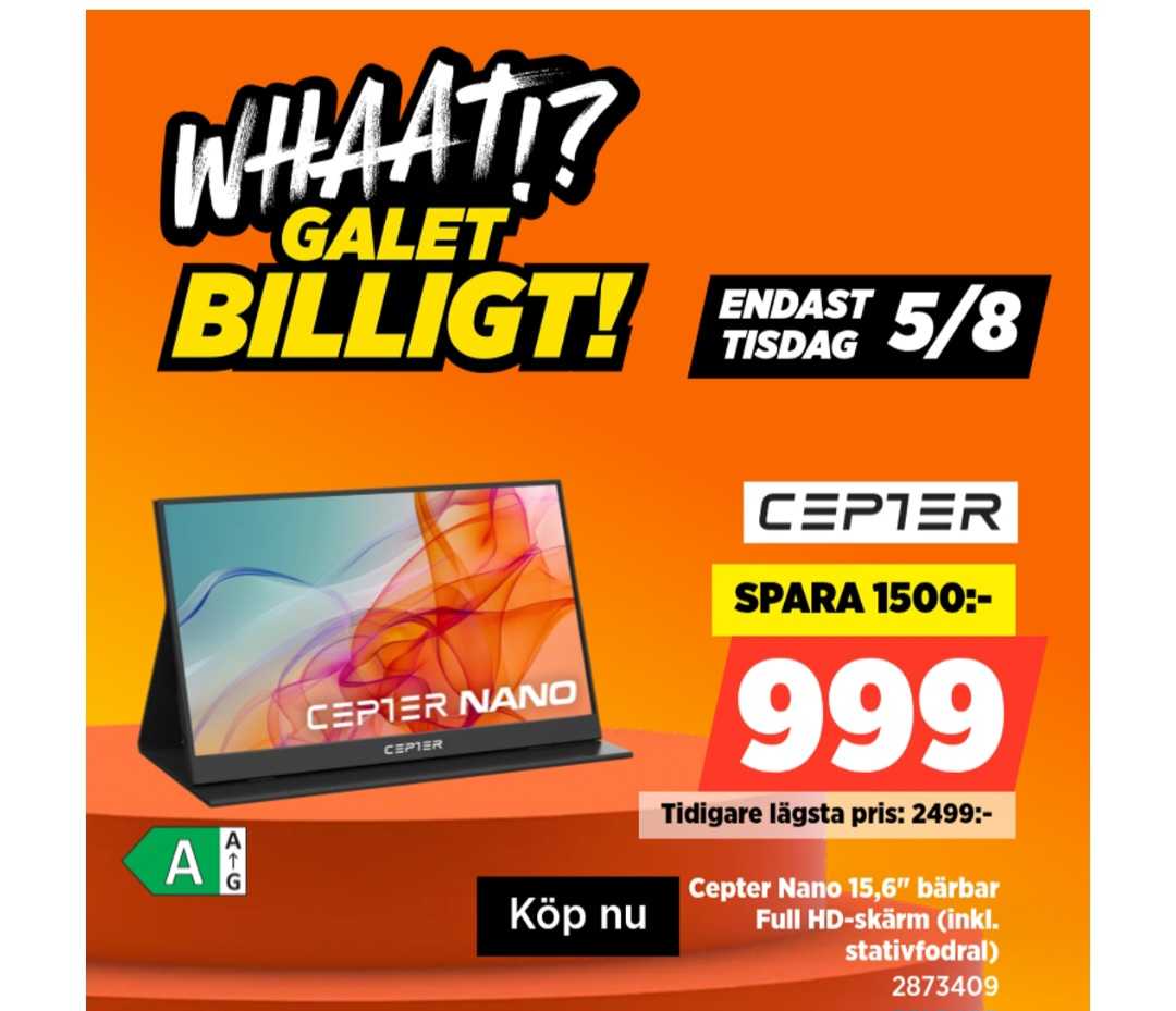 Cepter Nano 15.6" Full HD Portabel Skärm med Stativfodral