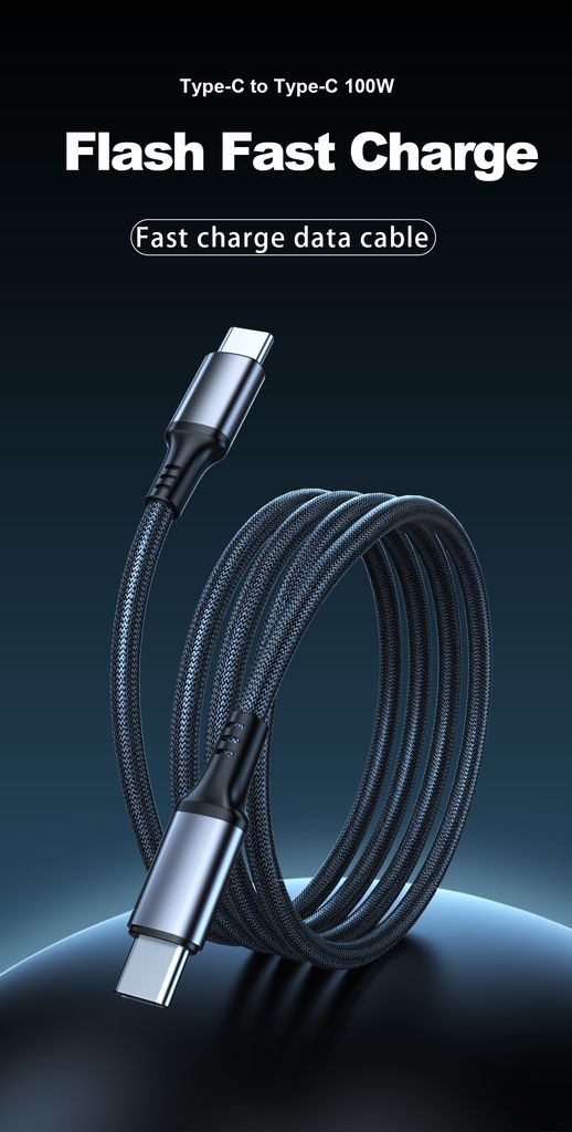 NEXTBATT USB-C 100W 5A Kabel 2m - svart