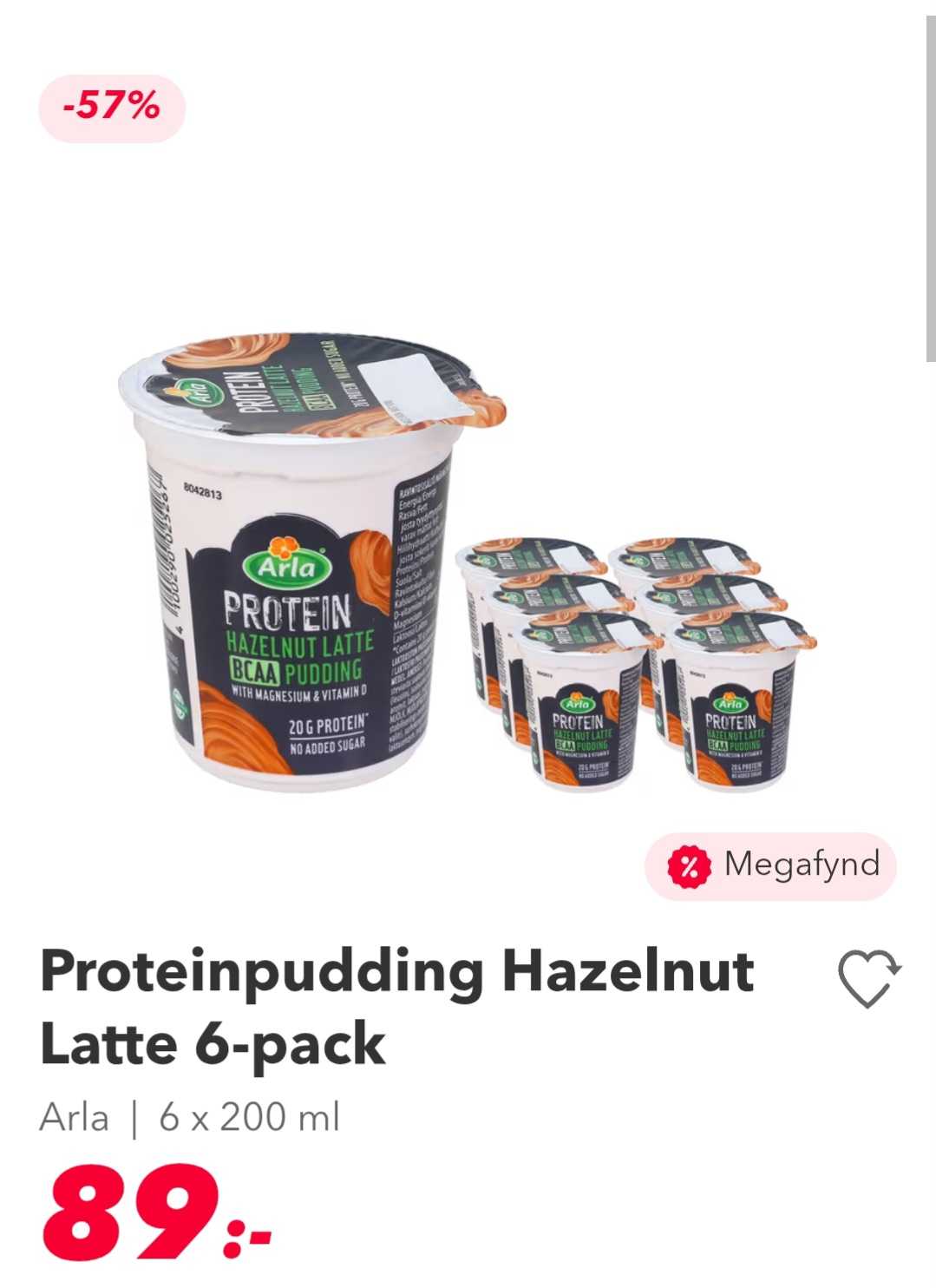 Arla Hazelnut Latte Protein Pudding 6-Pack