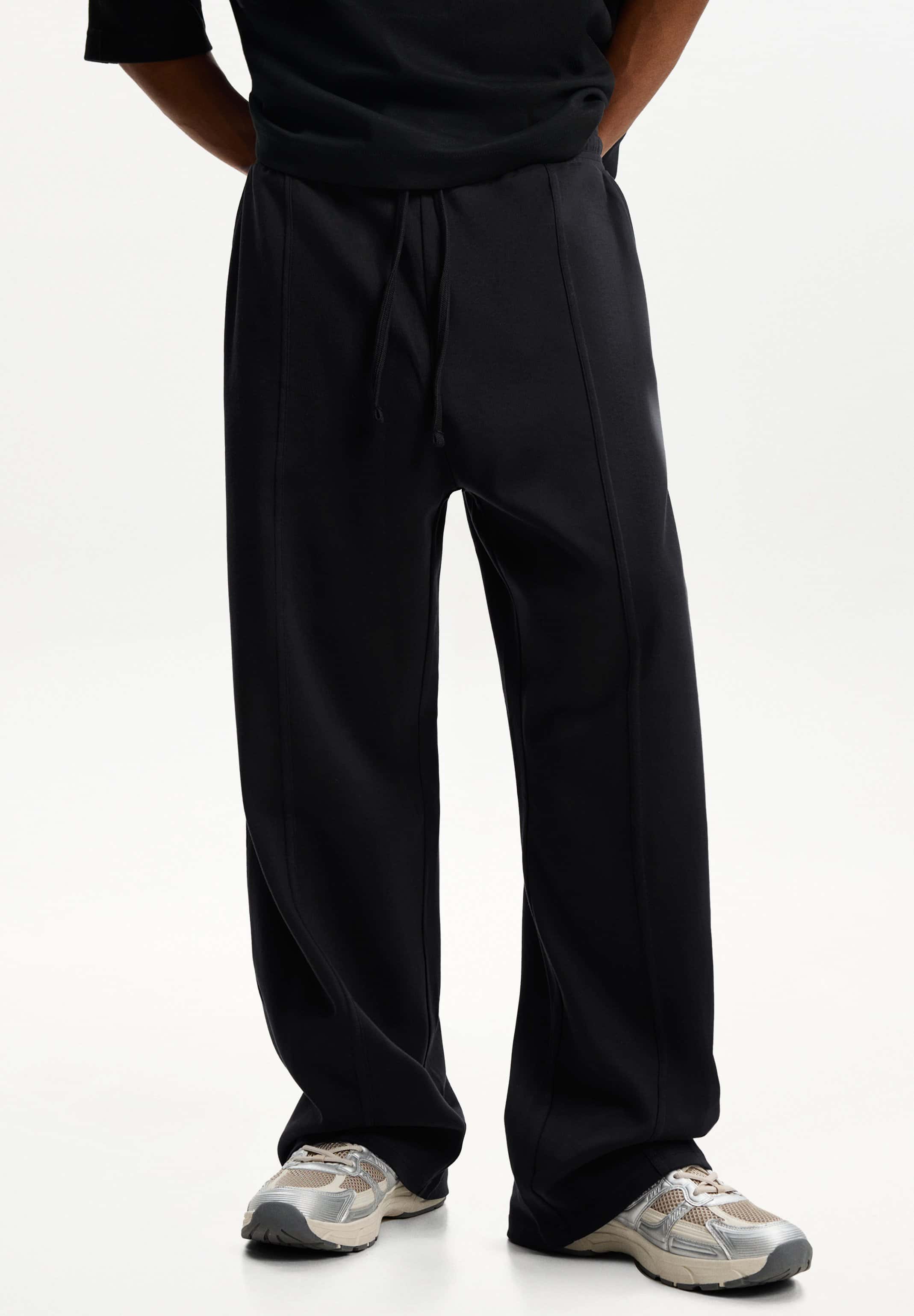 Bershka Svart Wide-Leg Träningsbyxor