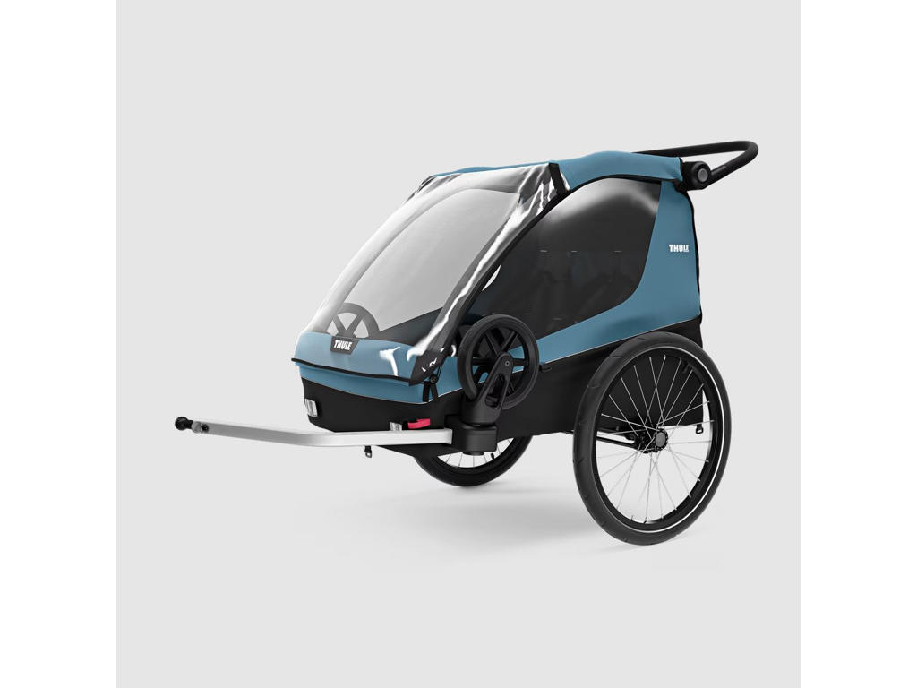 Thule Courier cykeltrailer för 2 barn blå hos Bikable