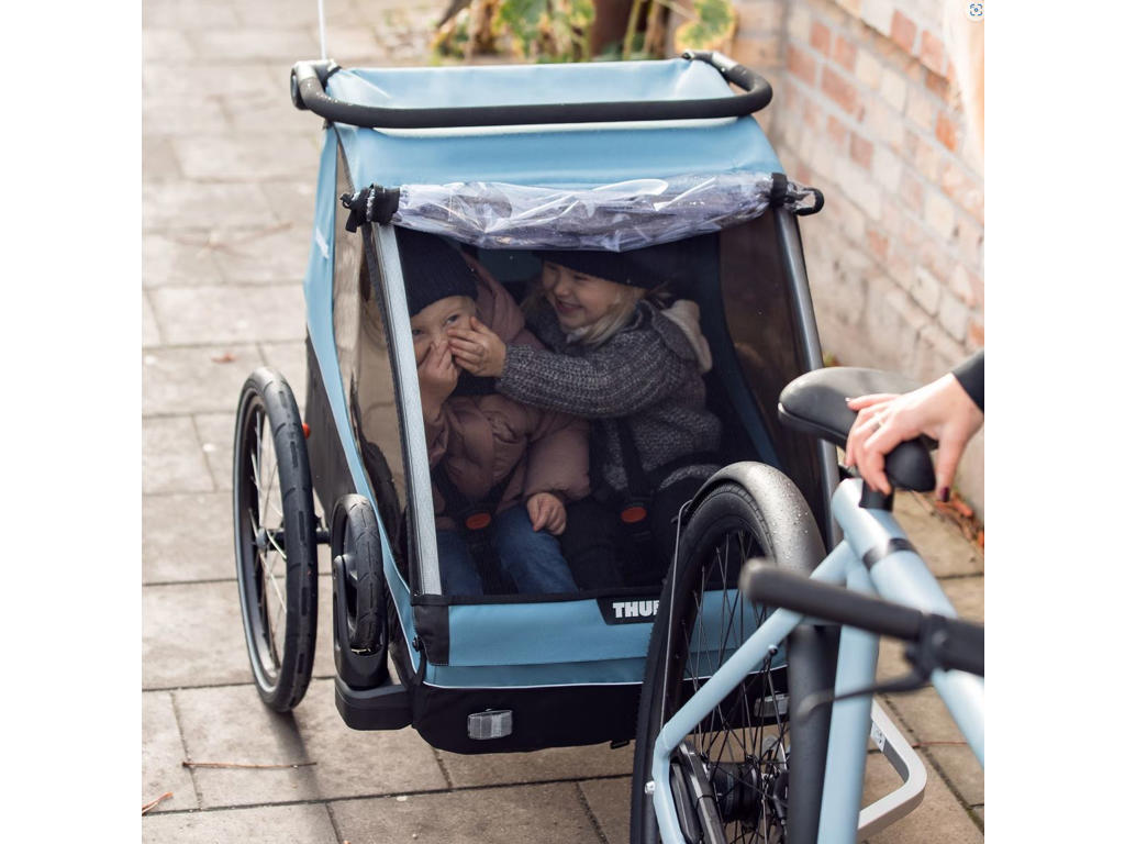 Thule Courier cykeltrailer för 2 barn blå hos Bikable