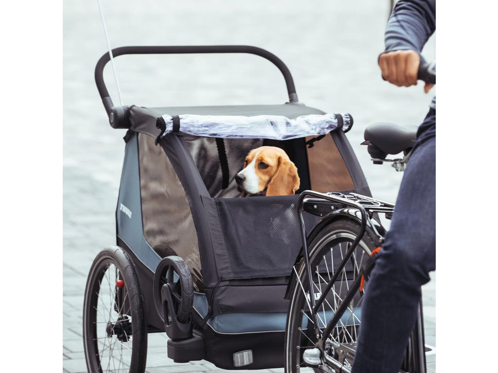 Thule Courier cykeltrailer för 2 barn blå hos Bikable